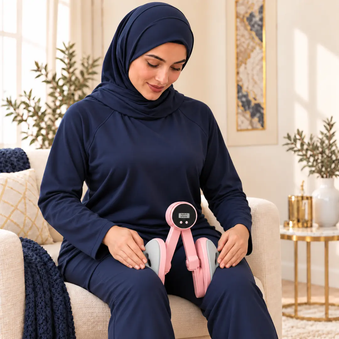 ضعي الجهاز بين الفخذين